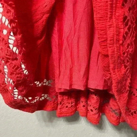 Free People Red Orange To the Point Long Sleeve Lace-Like Dress Size XS - Picture 6 of 8